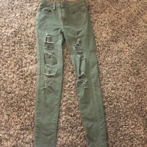 American Eagle Outfitters Denim - army green AMERICAN EAGLE skinny jeans